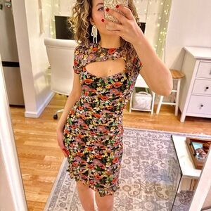 Cut Out Floral Dress